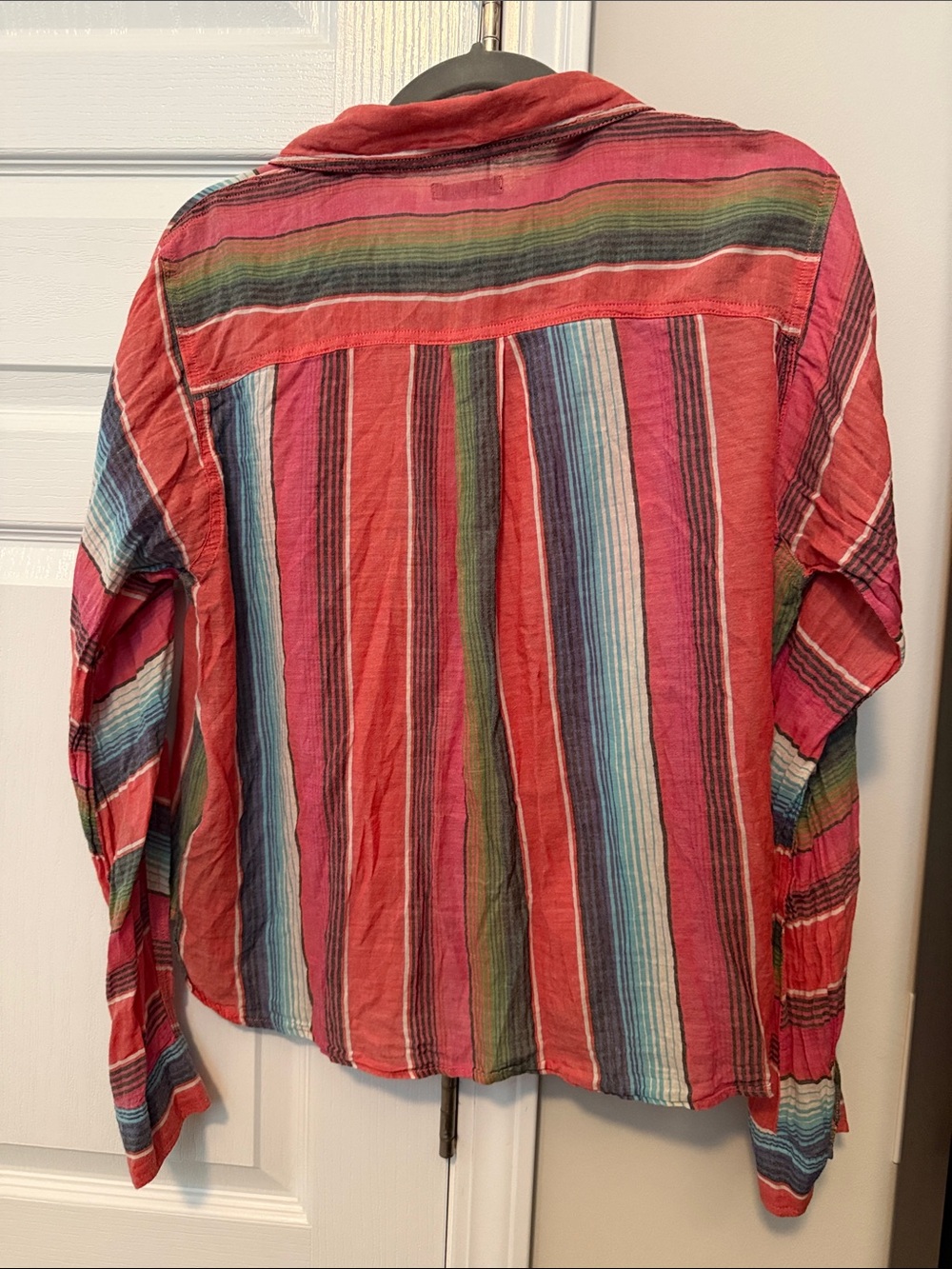 Striped Button-Down Shirt in Red and Multicolor - Picture 2 of 4